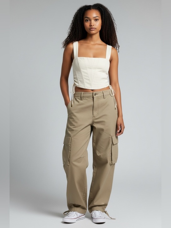 Moon River Tops - Moon River Cream Corset Crop Top with Wide Straps